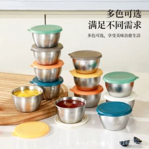 Cup Saus Stainless 304 Anti Tumpah Dengan / Wadah Saos Anti Karat / Cup Wadah Bumbu Serbaguna