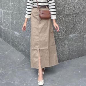 Rok Panjang Kargo Wanita Belah Twill Combed Premium Murah Berkualitas