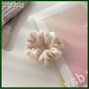 ruyifang ที่มัดผมผ้าไหมออร์แกนซ่าแบบสองชั้นสายรัดผมดอกไม้แสนหวานสำหรับสาวผมหางม้ายางรัดผมเครื่องประดับผม