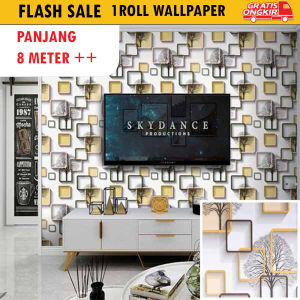 Wallpaper Sticker Dinding Kotak 3D Daun Ungu Panjang 8 s/d 10Meter x Lebar 45cm