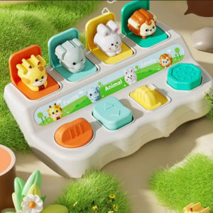 Baby Pop-Up Cartoon Animal Button Game Baby Early Education Puzzle Game Toy