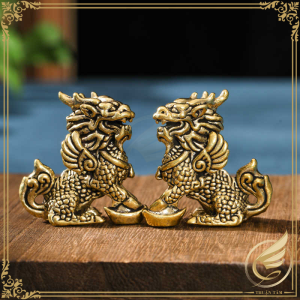 Decor Mini Tượng Đồng Kỳ Lân Cát Tường Vượng Tài Lộc Tượng Phong Thủy Nhỏ Để Bàn Bằng Đồng Thau - Đồ Đồng Thuận Tâm