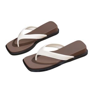 [Free Shipping] Summer Casual Versatile WomenS Flip-Flops With Thick Platform Heels Retro Color-Blocking Design And A High-End Look Perfect For The Beach And Outdoor Wear