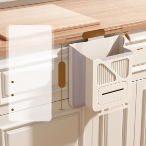 Kitchen Trash Can Wall Hanging Trash Living Room Cabinet Door Hanging Paper Basket Food Waste Storage Bucket Hanging folding trash can Garbage Can for Cabinet Under Sink Waste Garbage Bin 10L挂式折叠垃圾桶