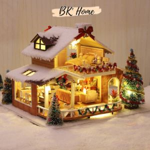 Mô hình nhà búp bê tự làm diy doll house miniature QIAOLEXING mã ES001-A2 Chistmas House