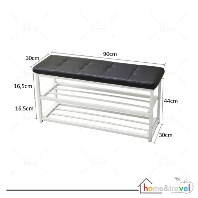 HOVELSHOP Rak Sepatu Sandal Puff Duduk Bangku Sofa 2 Susun Rack 2 in 1 Multifungsi
