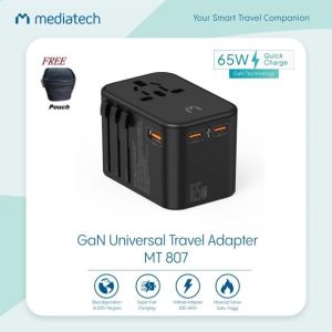 Mediatech Universal GaN Travel Adaptor 65W Fast Charging MT-807