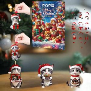 Hmeme Kitten Advent Lịch 2025 2D Acrylic Mèo Mặt Dây Chuyền Cây Giáng Sinh Trang Trí Nội Thất 24 Ngày Giáng Sinh Đếm Ngược Lịch Quà Tặng Cho Những Người Yêu Mèo