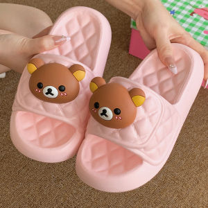 Free Shipping 2026 Rilakkuma Slippers For Women Summer Outdoor Wear Non-Slip Diamond-Patterned Thick-Soled Indoor Sandals