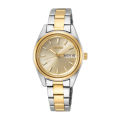 Jam Tangan Wanita Seiko Dress Watch SUR354P1 SUR354 Silver Gold Quartz Stainless. 