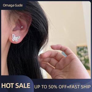 Omaga Sweet Butterfly Opal Heart Stud Earrings Set For Women Girls Exquisite Butterfly Geometry Love Stud Earrings Jewelry Gifts