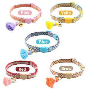 HamshMoc Quick Release Cat Collar for Safety Breakaway with Bell Soft Adjustable Pet Kitten Collars Necklace
