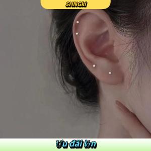 SHNGki 1 cặp thời trang hợp thời trang mini Zircon Stud Bông tai cho phụ nữ cô gái hàng ngày hình học Bông tai nhỏ tai xương Nail trang sức phụ kiện