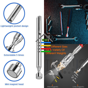 PEN MAGNETIC TELESKOPIK PEMUNGUT MAGNET DENGAN LAMPU BAHAN STAINLESS TAHAN KARAT