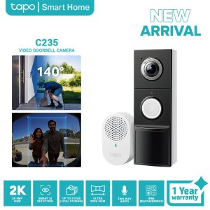 TP-Link Tapo D235 2K 5MP Video Doorbell Camera | 210-Day Battery or Wired | Full Colour Night Vision