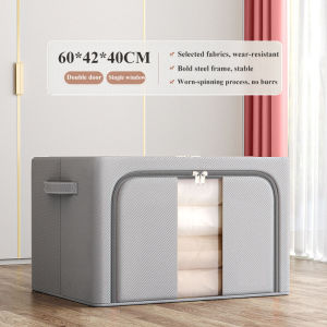 Oxford Cloth Foldable Clothes Storage Box with Steel Frame 120L Extra Large Detachable Clothes Organizer 收纳箱 Box Baju Wardrobe Organizer
