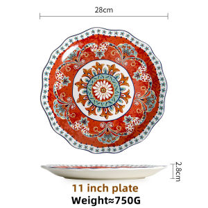OMK Turkish Style Underglaze Ceramic Dinnerware Set Dinner Plate Bowl Coffee Cup Mug Underglaze Ceramic Tableware