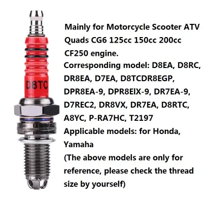 3-Electrode High Performance A7TC/D8TC Electrode Spark Plug for CG 125 Scooter