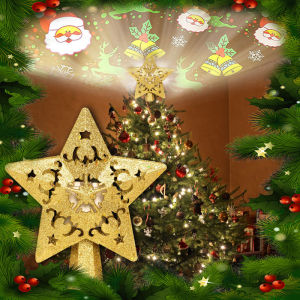 Christmas tree light ของตกแต่งต้นคริสต์มาส ไฟตกแต่งต้นคริสต์มาส ไฟแต่งยอดต้นคริสต์มาสLEDรูปดาวสีเงิน/ทอง#B-024