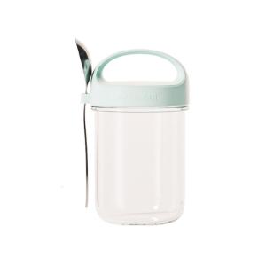 Travel Friendly Glass Cereal Cup with Measuring Spoon and Lid Oats Container Oatmeal Nut Yogurts Salad Cup