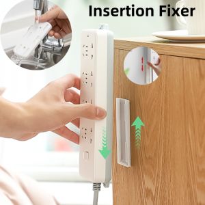Self-Adhesive Power Strip Holder Wall Mount Punch-free Plug holder with Cable Organizer