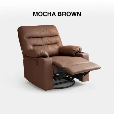 CUSHY ROVER RECLINER โซฟาปรับเอนนอน1ที่นั่ง รุ่นโรเวอร์ หมุนได้360องศา หุ้มหนังPU พร้อมที่วางแก้ว2ข้าง