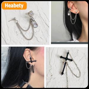 【2-3 days delivery】 Fashion Punk Black Cross Drop Earrings For Teens Vintage Rock Pride Long Chain