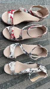 WomenS Summer New Floral Fabric Wedge Heel Large Size Peep-Toe Casual High-Heel Sandals