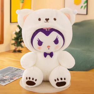 25cm Transformed Sanrio Cinnamoroll Kuromi Pochacco Bear Hoddie Soft Cute Stuffed Toy Gift Present Plush Patung Peluk