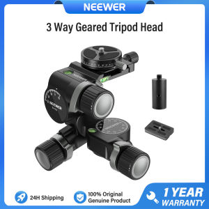 NEEWER 3 Way Geared Tripod Head with 360° Panoramic Arca QR Plate 3 Axis Pan Tilt Head with Quick Switch Tripod Accessories TH16