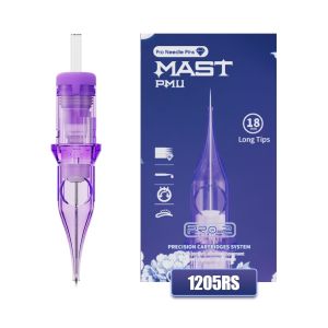 Tattoo Needle Cartridges 0401RL 20Pcs - 0.18mm Ultra Fine Line Round Liner 18mm Long Tip Premium Stainless Steel PMU Needles for Eyebrow Lip Eyeliner & Detail Tattoo Work