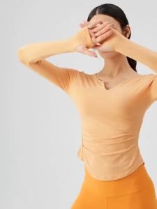 Moving Peach Dryfit Yoga Tops For Women Sale Fashion Sportswear Long Sleeve 5 Colors BSK