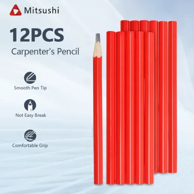 Mitsushi 12pcs Carpenters Pencil Woodworking Pencils For Construction Woodworking Marking