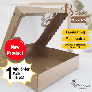Kotak Kue 20x20x5 B-good + Laminasi Jendela / Dus Brownies Box Brownies Kotak Brownies Box Fudgy Brownies Kotak Kue Lapis Legit Kotak Kue Ulang Tahun Brownies Mini