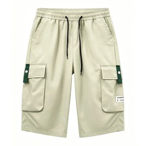 Summer Men Cargo Shorts Multi Pocket Elastic Drawstring Waist Loose Casual Outdoor Sports Workout Daily Beach Streetwear Bottoms2026