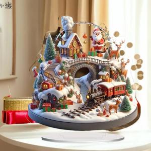 💓💖🧧🏮 อุปกรณ์ตกแต่งโต๊ะซานตาคลอส2D ฐานเครื่องประดับคริลิคคริสต์มาส2026วันคริสต์มาส