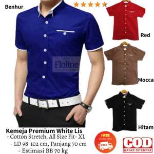 Floline Ols- Kemeja Pria Premium White Lis 4105