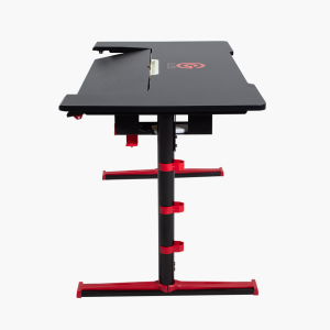 Height Adjustable PC Gaming Desk with Integrated Keyboard Tray RGB Tube Cable Clamps and Mobile Slot