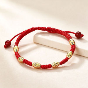 Lucky Red String Bracelet Fortune Beads Feng Shui Lucky Charm Adjustable Red Rope Bracelet Money Magnet Attraction Wealth Protection Amulet Jewelry Gift
