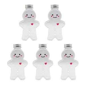 5pcs Cute Gingerbread Man Drinking Cup Plastic Bottle Kitchen Milk Tea Water Bottle Home Couple Christmas Bottles