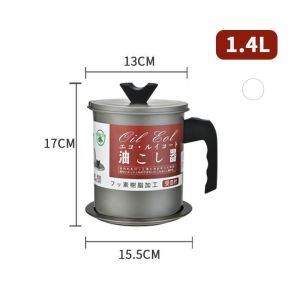 ☀️Life Core☀️ Stainless Steel Oil Cup Oil Filter Pot Oil Storage Cup With Fine Mesh Strainer Filter Bekas Minyak Masak Dengan Penapis