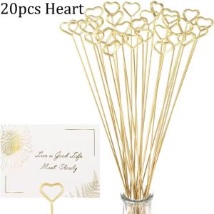 20pcs Gold Color Flower Bouquet Metal Card Holder Floral Card Holder Cake Gift Greeting Card Stand Weddings DIY Floral Arrangement Holders