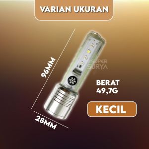 Senter Transparan Magnet 500 Lumens 8 Mode Cas Zoom Waterproof LED Flashlight Saku Glow In The Dark