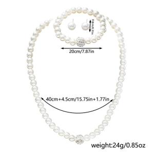 5pcs/Set Kid Elegant Jewelry Set Cute Pearl Bow Rings Necklaces Bracelet Earrings for Girls Birthdays Gift