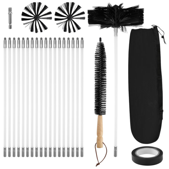 24Pcs Chimney Cleaning Brush Kit With 18 Flexible Nylon Rods+ 6