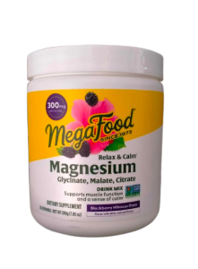 MegaFood Relax + Calm Magnesium Blackberry Hibiscus Oasis 200g Support Muscle Function and a Sense of Calm