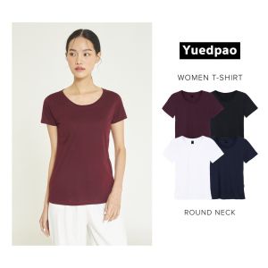 Yuedpao [NEW] เสื้อยืดผู้หญิงคอกลม ผ้านุ่มใส่สบาย ไม่ย้วย ไม่หด ไม่ต้องรีด สีพื้น ทรงผู้หญิง - Set basic