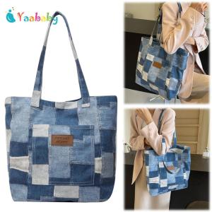 Phụ nữ denim Tote túi với túi trong túi đeo vai giản dị ví lớn cho du lịch mua sắm làm việc