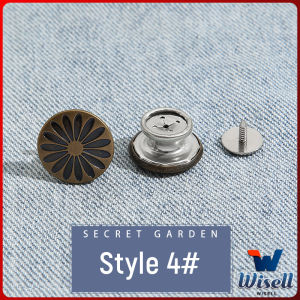 Wisell【มีสินค้าในสต๊อก】 10PCS/pack กระดุมยีนส์ กระดุมกางเกงยีนส์ ติดตั้งง่าย ไม่ต้องใช้เครื่องมือ ติดตั้งวัสดุ กระดุมเอว Jeans buttons
