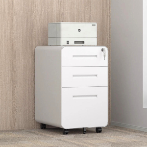 Filex 3 Drawer Mobile Pedestal Cabinet White Home Office Workstation Portable Drawers with Wheels Filing Organiser White SG by Thehomeshoppe